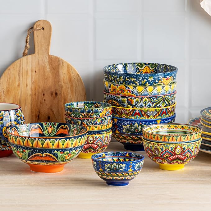 Henten Home Ceramic 5 oz Dipping Bowls, Boho Sauce Bowl Set of 6, Colorful - Image 7