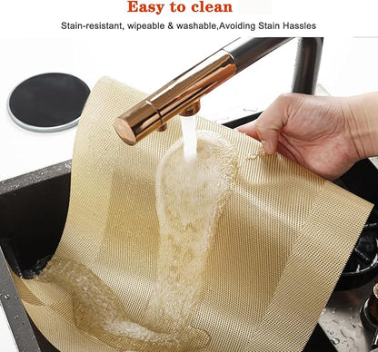Placemats Set of 4,Washable,Heat and Stain Resistant Indoor/Outdoor Place mats,Vinyl Woven Non Slip Table Mats for Restaurant Table Protection,PVC Placemats(Gold 4PCS)