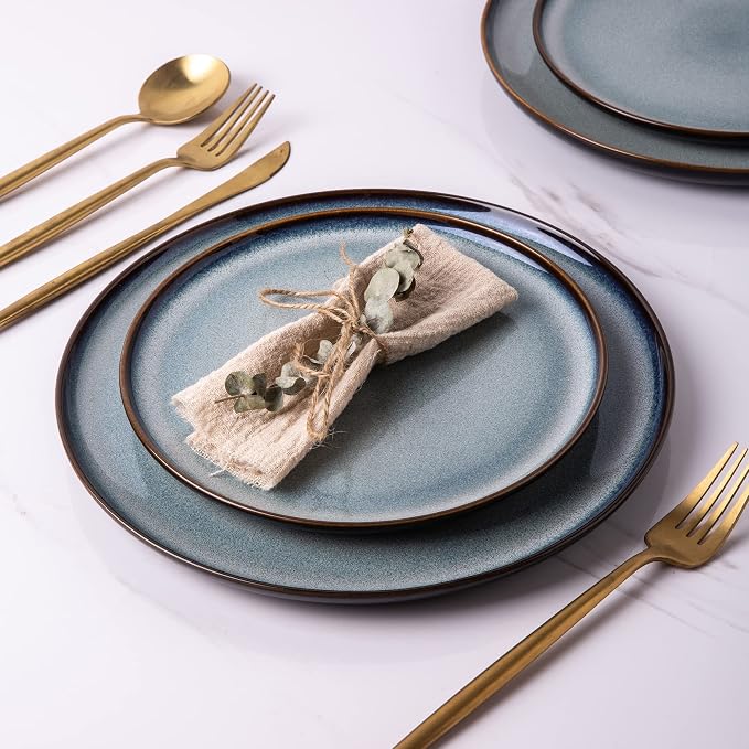 LERATIO Ceramic Plate Set of 6, 8.5 Inch Reactive Glaze Salad Plates | Modern - Image 5