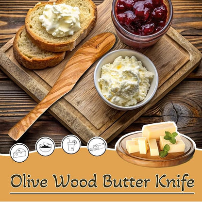 Olive Wood Butter Spreader, 6.8 Inch Handmade Butter Knife Set of 6 | Olive - Image 4
