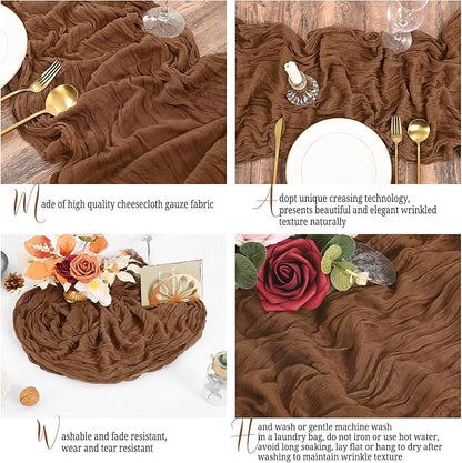15 Pack Brown Table Runner 17 x 108inch Cheesecloth Table Runner Boho Gauze - Image 4