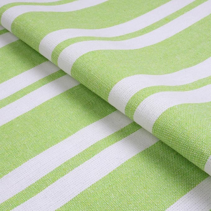 Encasa XO Table Runner, Woven Cotton Dining Runner 13"x59" Franca Lime Stripes - Image 6