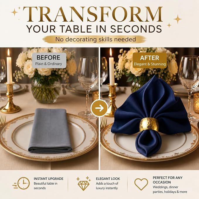 Gold Napkin Rings Set of 12 – Minimal Modern Design – Elegant Napkin Ring - Image 3