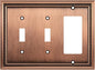 Henne Bery Sunken Pearls Heavy Duty Decorative Wall Plate Switch Plate Outlet Cover (Double Toggle/Single Decorator, Antique Copper)