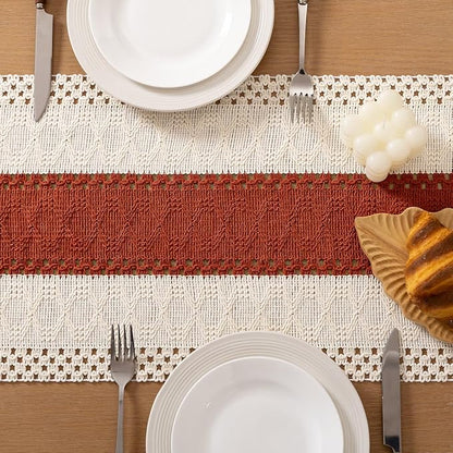 Boho Table Runner Summer Farmhouse Rustic Dining Dresser Scarf Home Decor | - Image 5