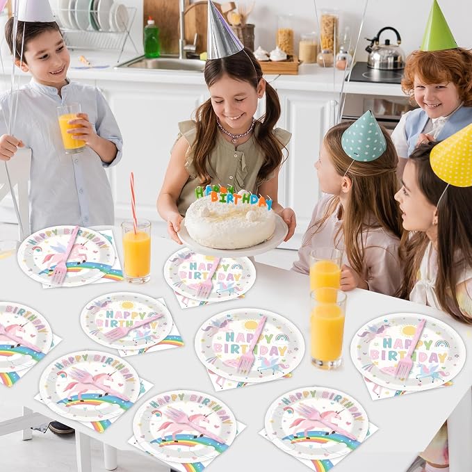 96Pcs Pastel Unicorn Party Supplies Unicorn Paper Plates Napkins Pastel - Image 5