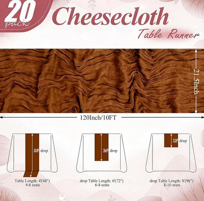 8 Packs Cheesecloth Table Runner 10FT Long Boho Gauze Fabric Table Runner - Image 7