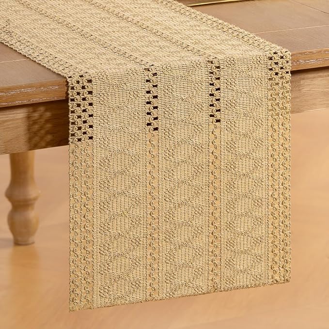 Boho Table Runner Summer Farmhouse Rustic Dining Dresser Scarf Home Decor | - Image 3