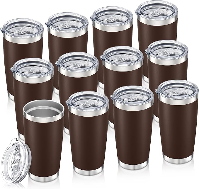 20oz Tumbler Bulk with Lid Stainless Steel Tumblers, 12 Pack | Leak Proof Lid by Unknown