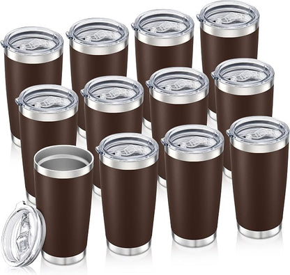 20oz Tumbler Bulk with Lid Stainless Steel Tumblers, 12 Pack | Leak Proof Lid by Unknown