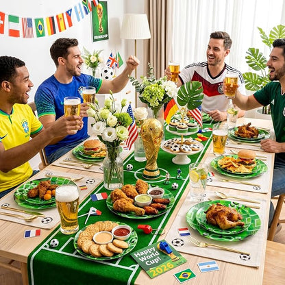 20 Green Plastic Soccer Plates, Disposable Plates - Image 3