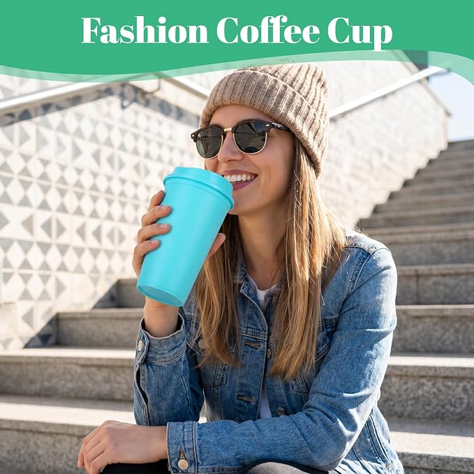 14 Reusable Cups with Lids, 16 oz Travel Coffee Cups, Bulk Coffee Cup - Image 6