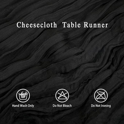 8 Pack Black Cheesecloth Table Runner 17x108 inch Boho Gauze Cheese Cloth Table - Image 3
