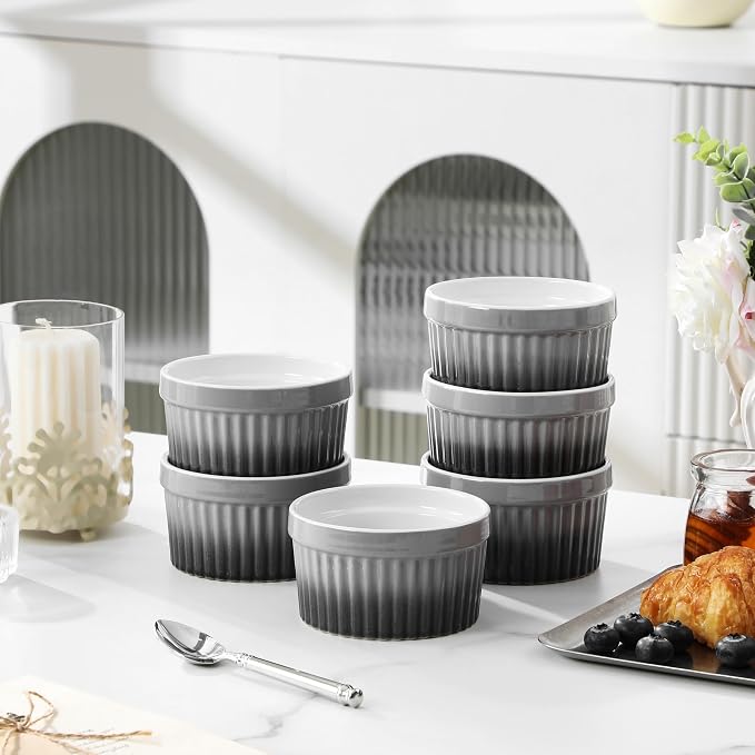 MALACASA Ramekins 8 oz Oven Safe, Large Ceramic Souffle Dishes - Image 8