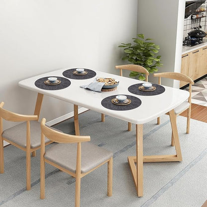 Homaxy Round Faux Leather Placemats and Coasters, Washable Dual-Side Table Mats, Wipeable Heat-Resistant Dining Place Mats for Outdoor and Indoor, Set of 4, Diameter 13 and 3.93 inch, Dark Grey
