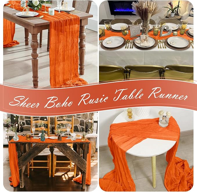 15 Pack Orange Cheesecloth Table Runner 17 x 108 inch Cheese Cloth Table - Image 7