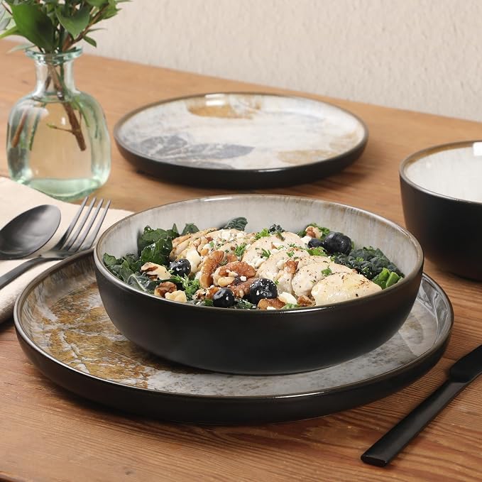 Gibson Elite Chantilly Hill 16-Piece Ceramic Dinnerware Set, Round Plates & - Image 3