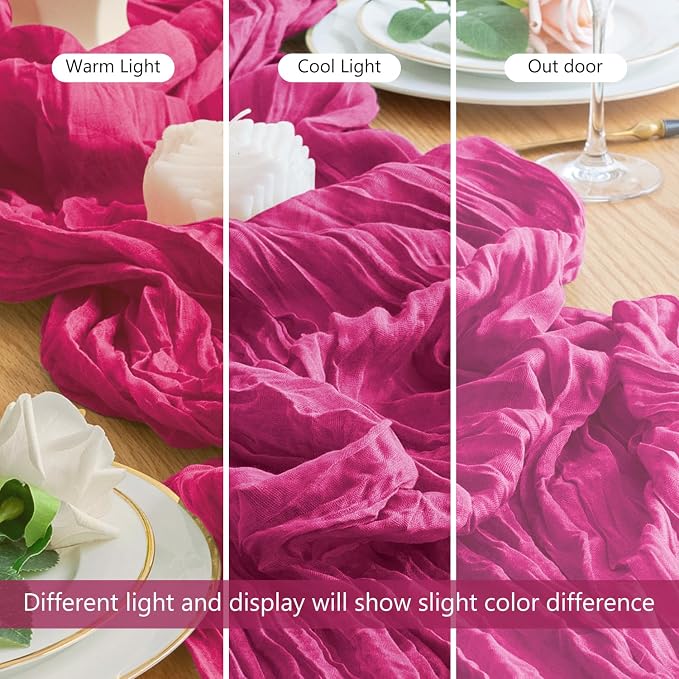 Cheesecloth Table Runner Fushia 10FT Boho Gauze Runner - Image 8