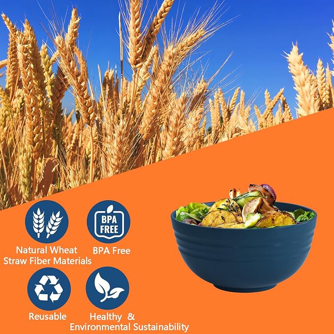 【6 Pcs】Unbreakable Mixing Bowls Unbreakable Salad Bowls, 68 Ounces Microwave - Image 3