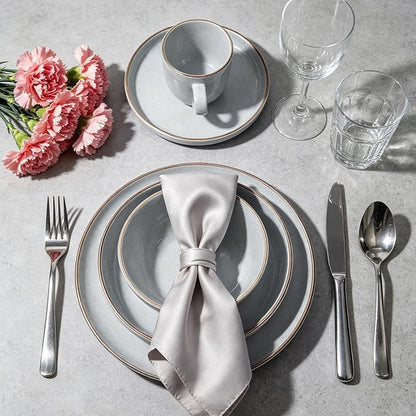 Stoneware Euro-Nordic 20pc Dinnerware Set, Shiny White - Image 4