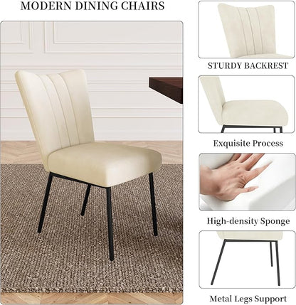 7-Piece Dining Table Set for 6 People, 70.8" MDF Kitchen Table with 6 Velvet Chairs, Space-Saving for Dining Room, Breakfast Nook(Walnut Table+6 Beige Chairs)