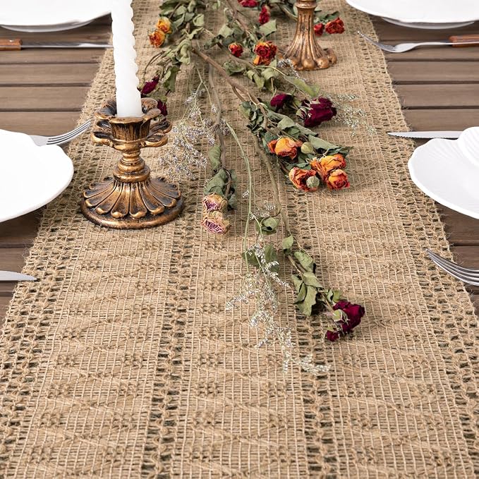 Boho Table Runner Summer Farmhouse Rustic Dining Dresser Scarf Home Decor | - Image 2