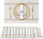FAVE Placemats Set of 12 White Placemat Woven with Golden Thread Vinyl Placemats for Wedding, Banquet, Birthday, Party, Restaurant Decorations(White, 12"x18"-12PCS)