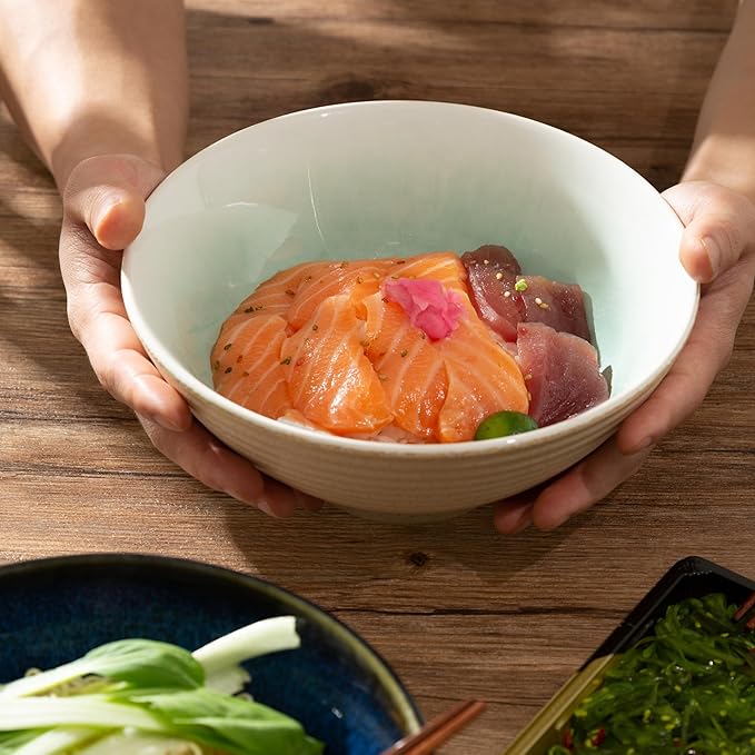 8 Inch Ceramic Ramen Bowl Set of 2, 40oz Japanese Bowls - Image 5
