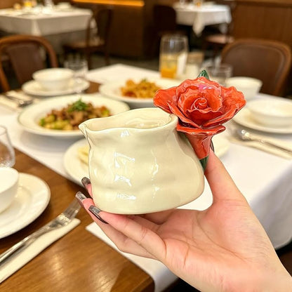 Hand Pinched Flower Ceramic Coffee Mug, Handleless 10oz Cube Cup - Image 9