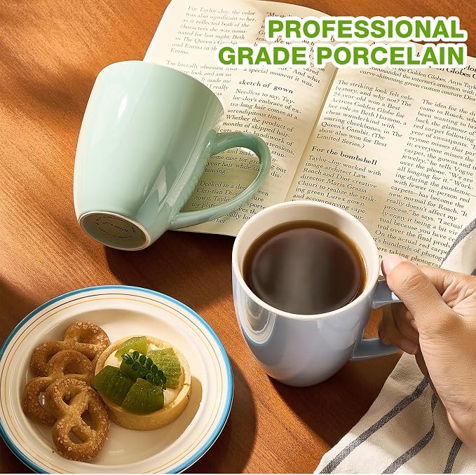 Porcelain Coffee Mugs Set of 6, 13 Ounce Coffee Cups - Image 3