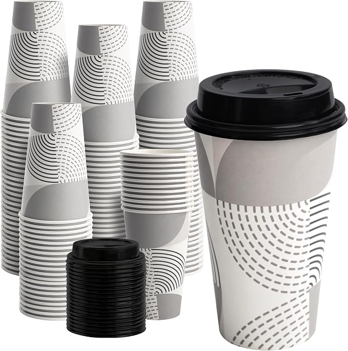 16 oz Disposable Paper Coffee Cups by VPACKDUO