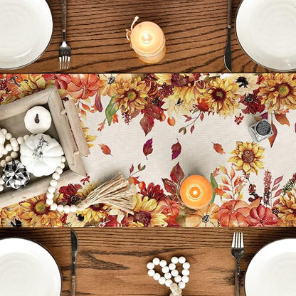 Artoid Mode 210 GSM Fall Table Runner 13x48 Inch Home Party Decor | Sunflower - Image 4
