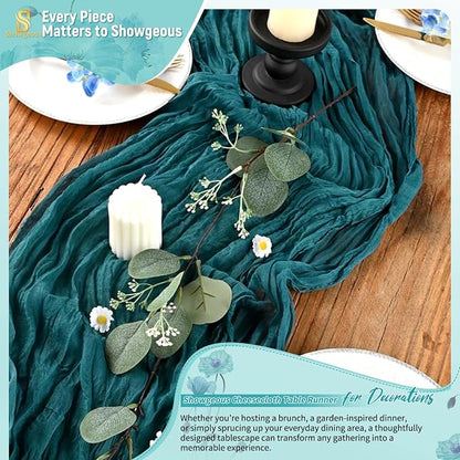 Showgeous 18 Pack Teal Cheesecloth Table Runner, 17 x 108 Inches | Boho - Image 8