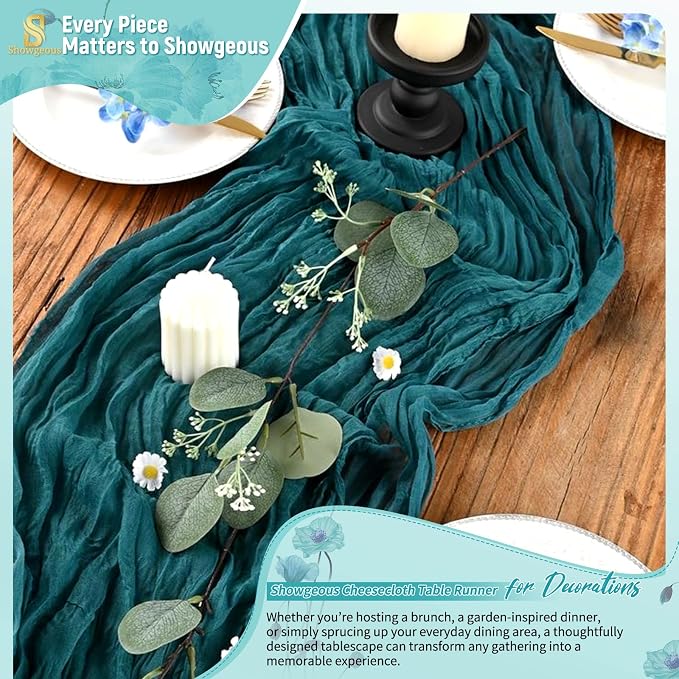Showgeous 30 Pack Teal Cheesecloth Table Runner, 17 x 108 Inches | Boho - Image 8