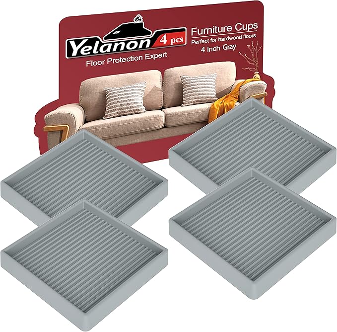 Furniture Coasters, Rubber Furniture Feet, Anti Slide Floor Protector by Yelanon