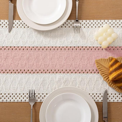 Boho Table Runner Summer Farmhouse Rustic Dining Dresser Scarf Home Decor | - Image 3