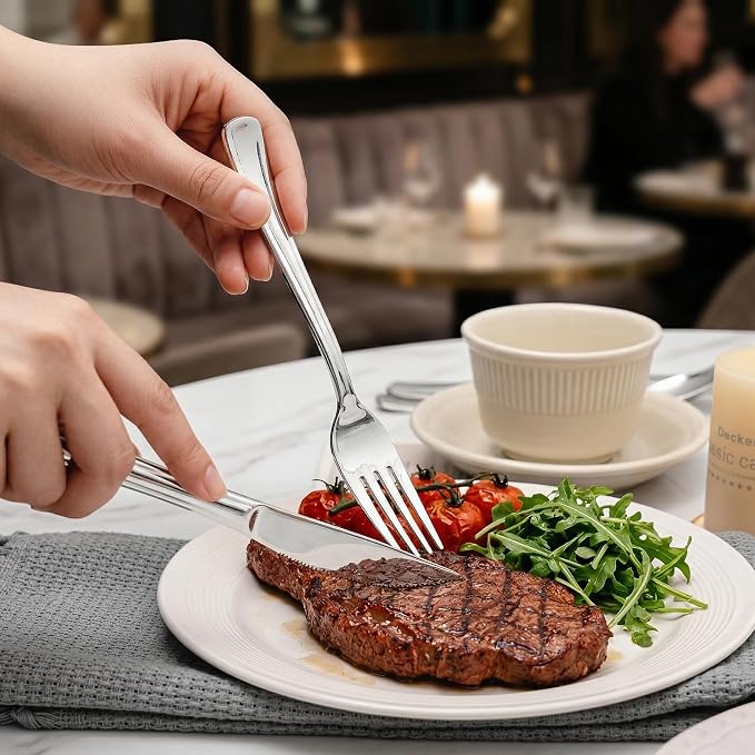 120PCS Silver Plastic Silverware, Disposable Utensils & Cutlery | 60 Forks - Image 6