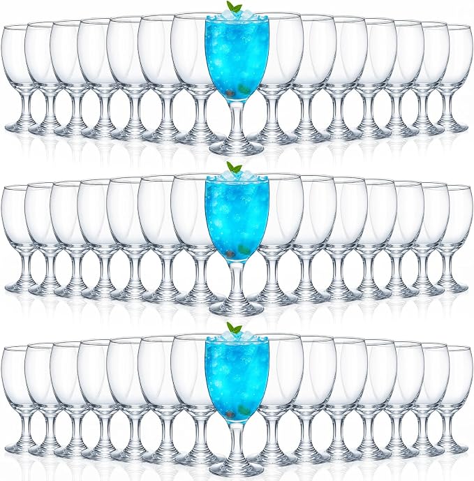 Patelai Set of 48 Water Goblet, 16 oz Clear Drinking Glasses Bulk Dishwasher by Patelai