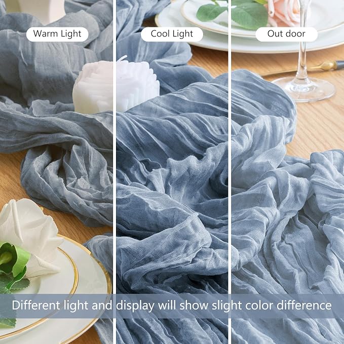 Cheesecloth Table Runner Dusty Blue 10FT Boho Gauze, 6 Pack | 120 Inch Cheese - Image 8