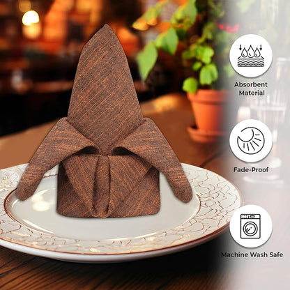 Urban Villa Cloth Napkins Set of 12 20x20 Inches 100% Cotton Napkins Cloth Washable Soft Durable Reusable Absorbent Table Dinner Napkins Cloth for Hotel Lunch Restaurant Weddings Parties-Orange Black