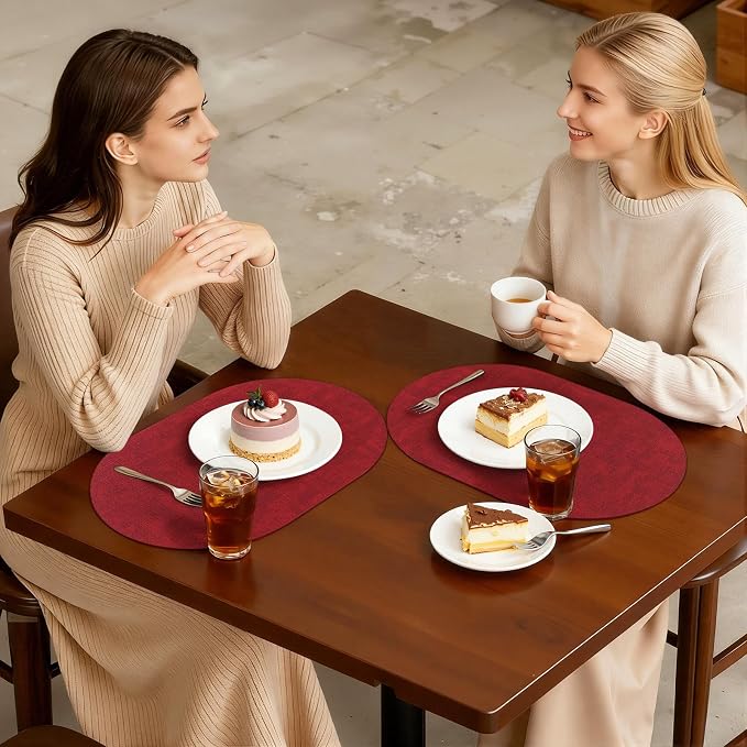 Placemats Set of 6, 11.8 x 17 Inch, Waterproof Wipeable Reversible PU Placemat - Image 7
