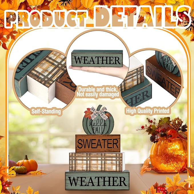 Moucuny 4 Pcs Thanksgiving Pumpkin Decor Fall Decorations - Image 3
