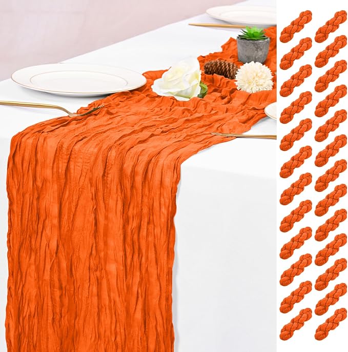 25 Pack Orange Cheesecloth Table Runner Boho Gauze Wedding Decor | Rustic Sheer by Lumaycens
