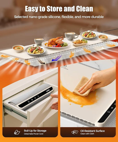 Warming Mat for Food, 46x15 Inch, Off White, Fast Heat, Child Lock | Includes - Image 5