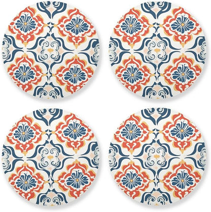Seamless Asian Traditional Patterns Round Drink Coaster Set of 4 Heat Resistant by KLL
