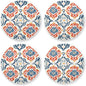Seamless Asian Traditional Patterns Round Drink Coaster Set of 4 Heat Resistant by KLL