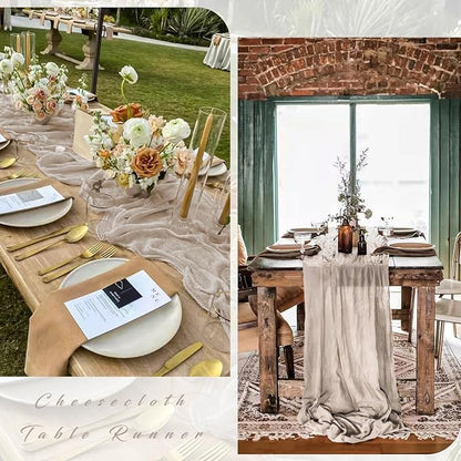 6 Pcs Cheesecloth Table Runner 10FT Rose Brown Runner - Image 5