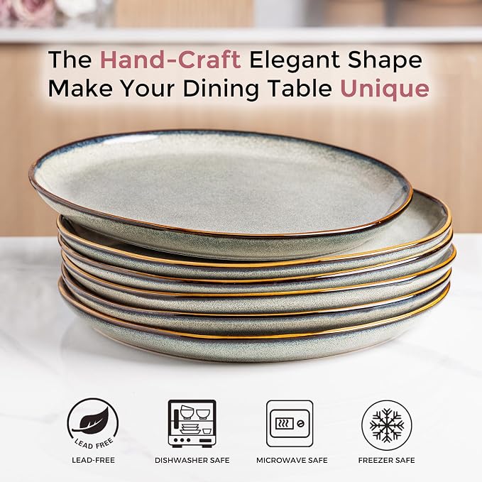 AmorArc Ceramic Dinner Plates Set of 6, 10.5 Inch Stoneware Plates Set | - Image 3
