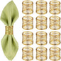 12 Pieces Napkin Rings Holders Handmade Round Mesh Heavy Duty Metal Napkin Rings Holder for Dinner Decoration Dining Table Parties Wedding Christmas(Gold)