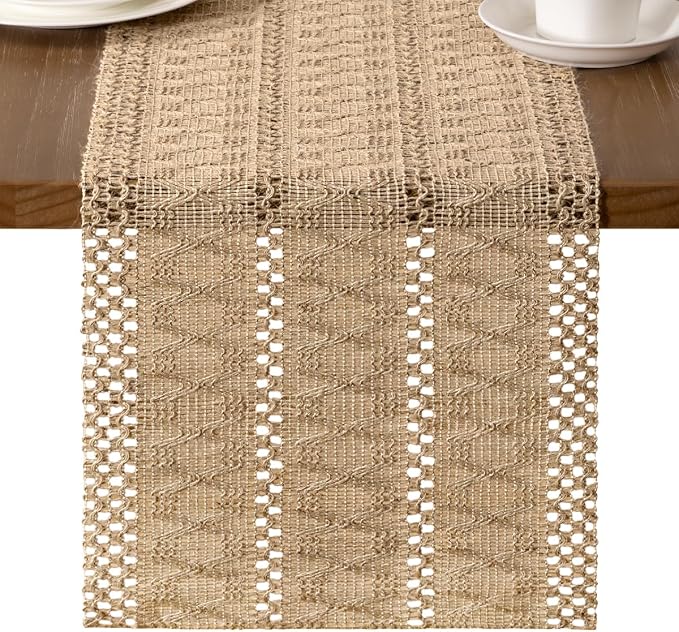 MLMW Boho Table Runner 36 inches Small Coffee Table Runner Rustic Burlap by MLMW